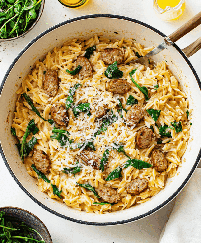 Orzo creamy chicken sausage recipe