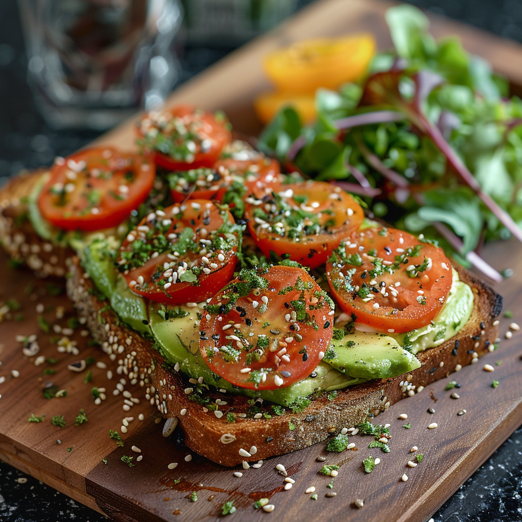 Avocado Toast with Cherry Tomatoes & Hemp Seeds: Irresistibly Delicious! 2 Avocado Toast with Cherry Tomatoes & Hemp Seeds