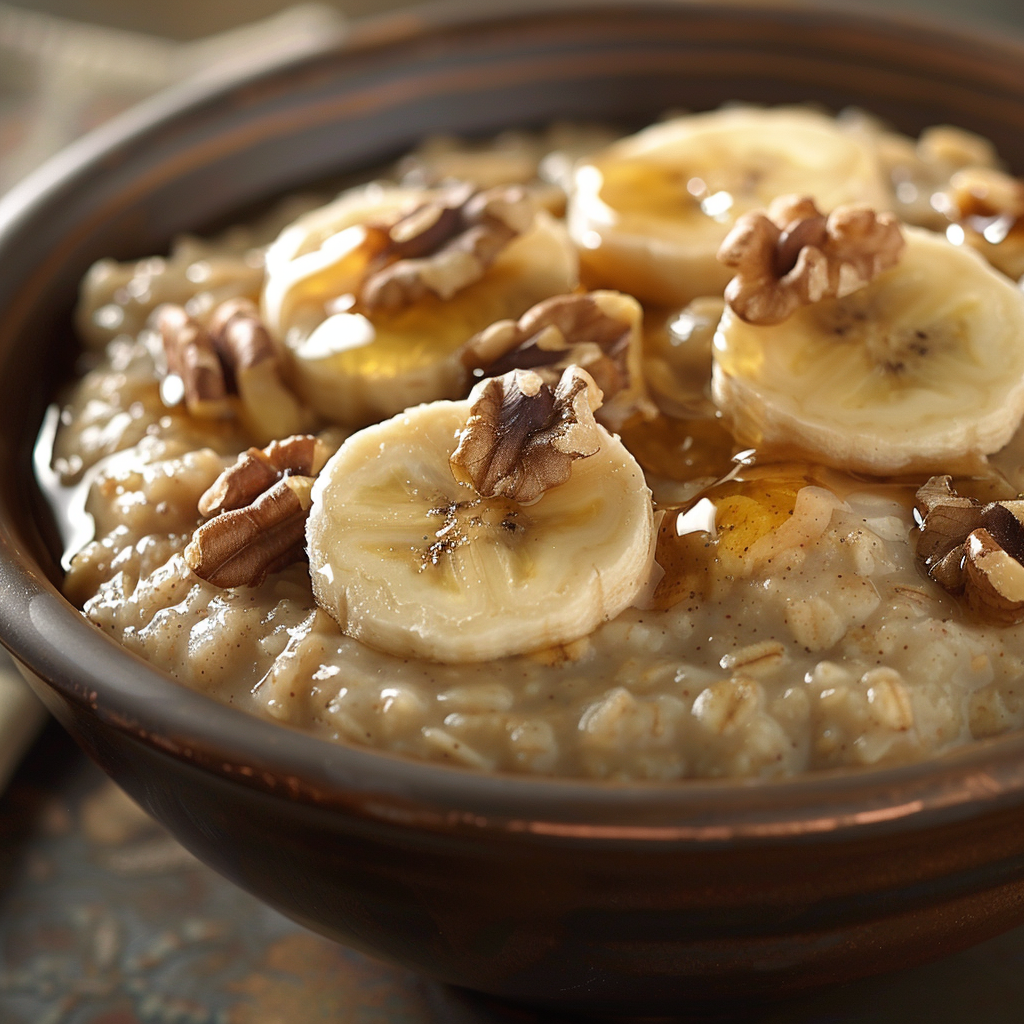 Banana Walnut Oatmeal with Maple Drizzle: Irresistibly Delicious Breakfast Idea 4 Banana Walnut Oatmeal with Maple Drizzle