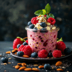 Berry Almond Overnight Oats with Flaxseed