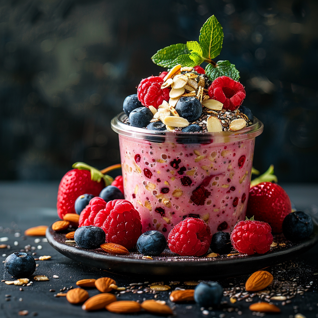 Berry Almond Overnight Oats with Flaxseed: Delicious & Healthy Breakfast Idea 1 Berry Almond Overnight Oats with Flaxseed