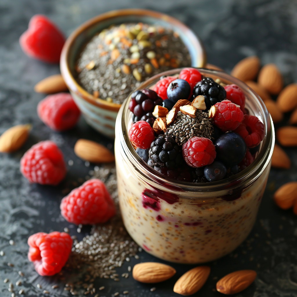 Berry Almond Overnight Oats with Flaxseed: Delicious & Healthy Breakfast Idea 3 Berry Almond Overnight Oats with Flaxseed