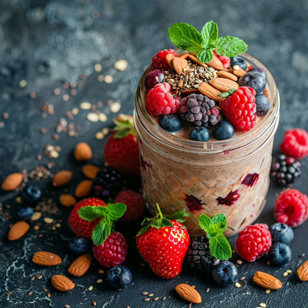 Berry Almond Overnight Oats with Flaxseed: Delicious & Healthy Breakfast Idea 4 Berry Almond Overnight Oats with Flaxseed