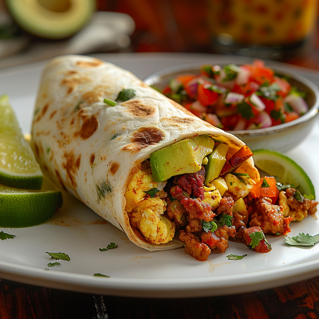 Breakfast Burrito with Chorizo, Eggs & Avocado: Ultimate Morning Delight 1 Breakfast Burrito with Chorizo, Eggs & Avocado