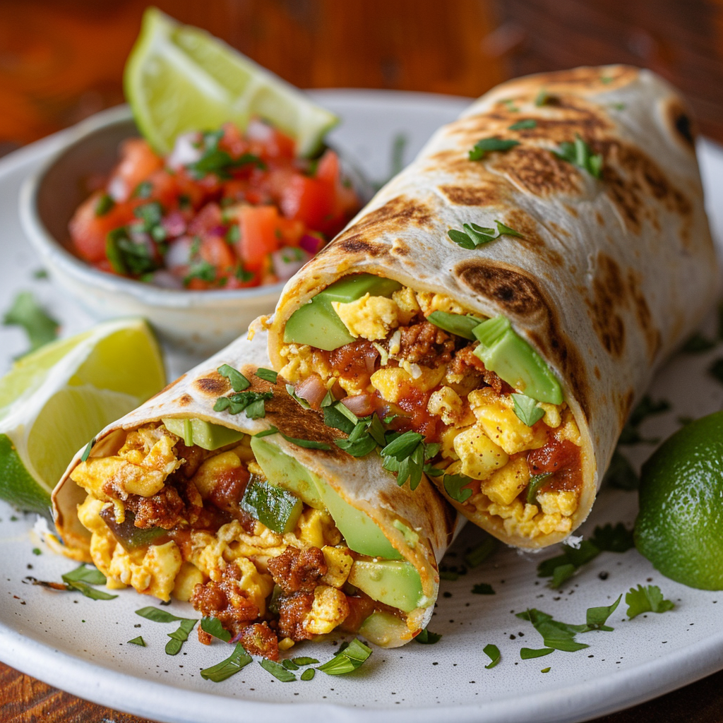 Breakfast Burrito with Chorizo, Eggs & Avocado: Ultimate Morning Delight 4 Breakfast Burrito with Chorizo, Eggs & Avocado