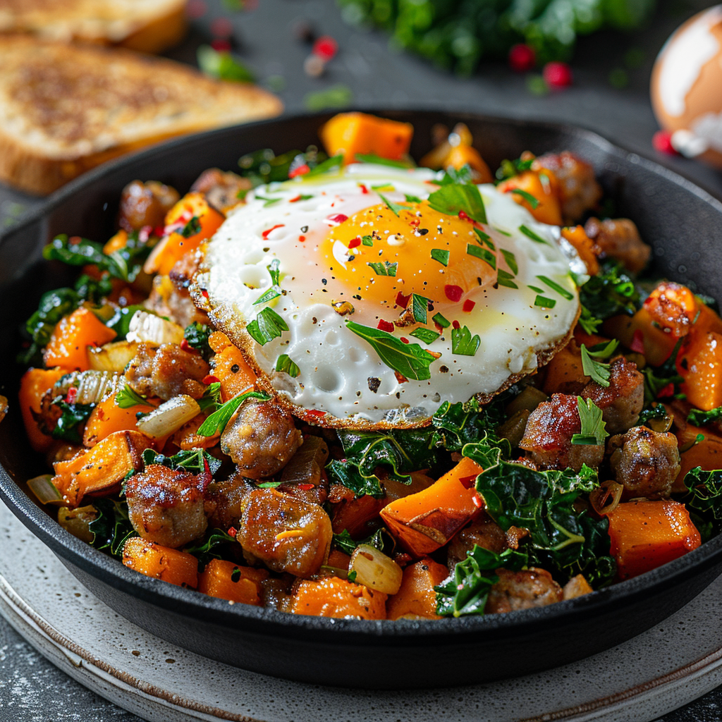 Breakfast Hash with Sweet Potato, Kale & Sausage: Irresistibly Delicious! 3 Breakfast Hash with Sweet Potato, Kale & Sausage