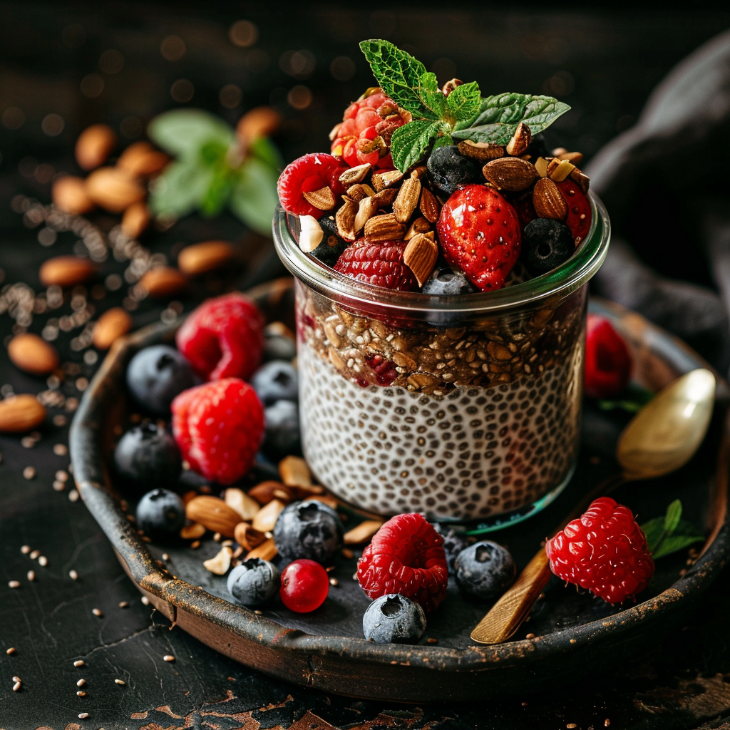 Chia Seed Pudding with Almond Milk & Berries: Irresistibly Delicious! 2 Chia Seed Pudding with Almond Milk & Berries