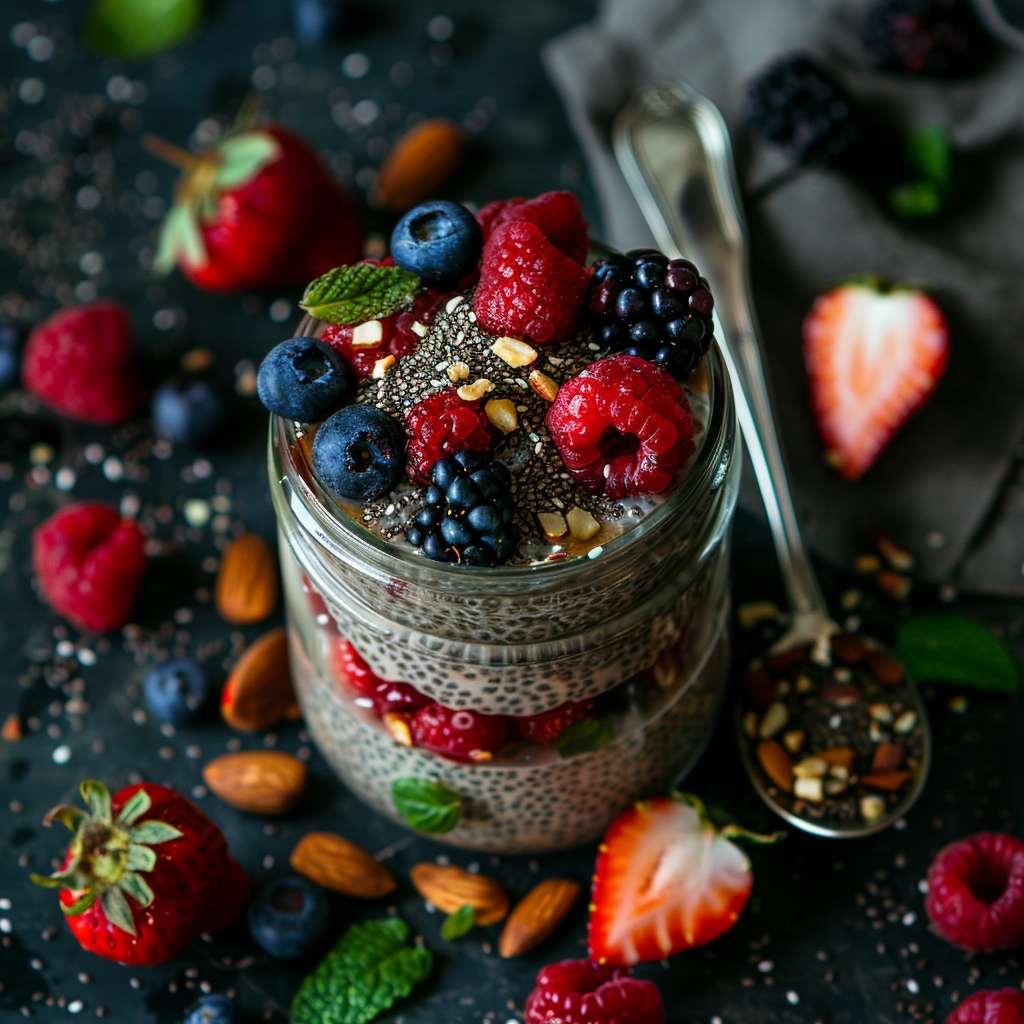 Chia Seed Pudding with Almond Milk & Berries: Irresistibly Delicious! 3 Chia Seed Pudding with Almond Milk & Berries