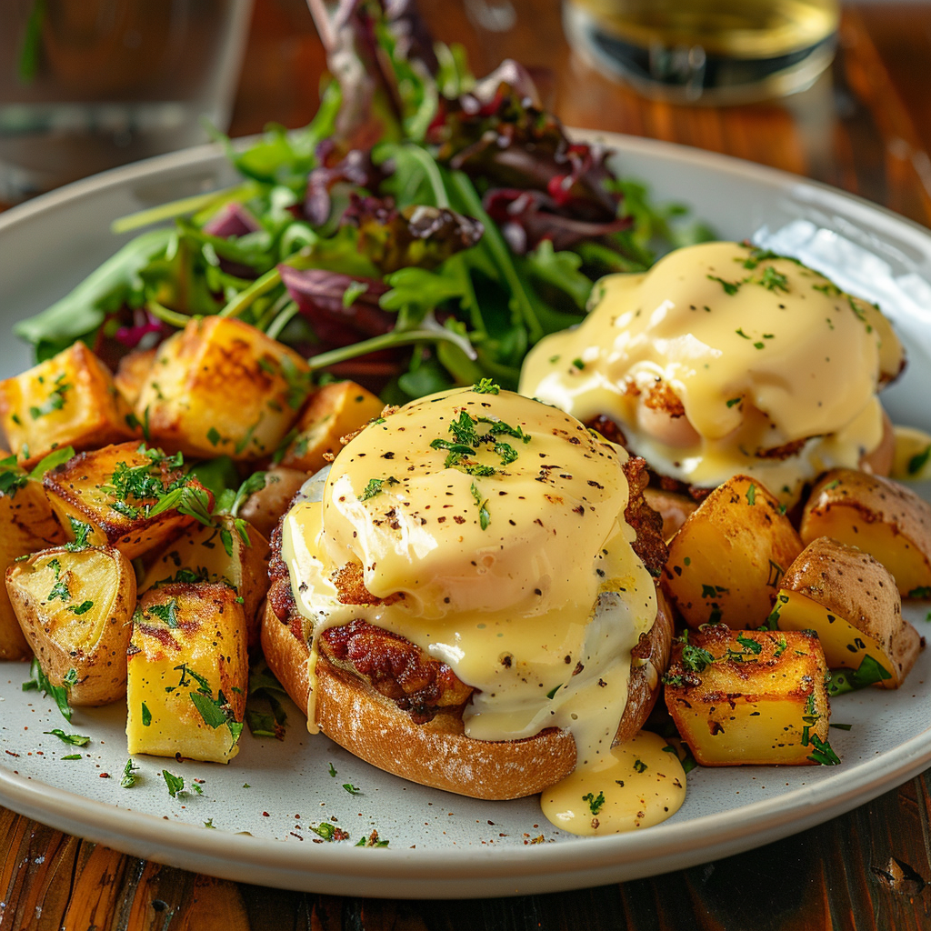 Classic Eggs Benedict with Hollandaise Sauce: Irresistible Breakfast Delight 2 Classic Eggs Benedict with Hollandaise Sauce