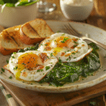 Eggs Florentine with Garlic Spinach