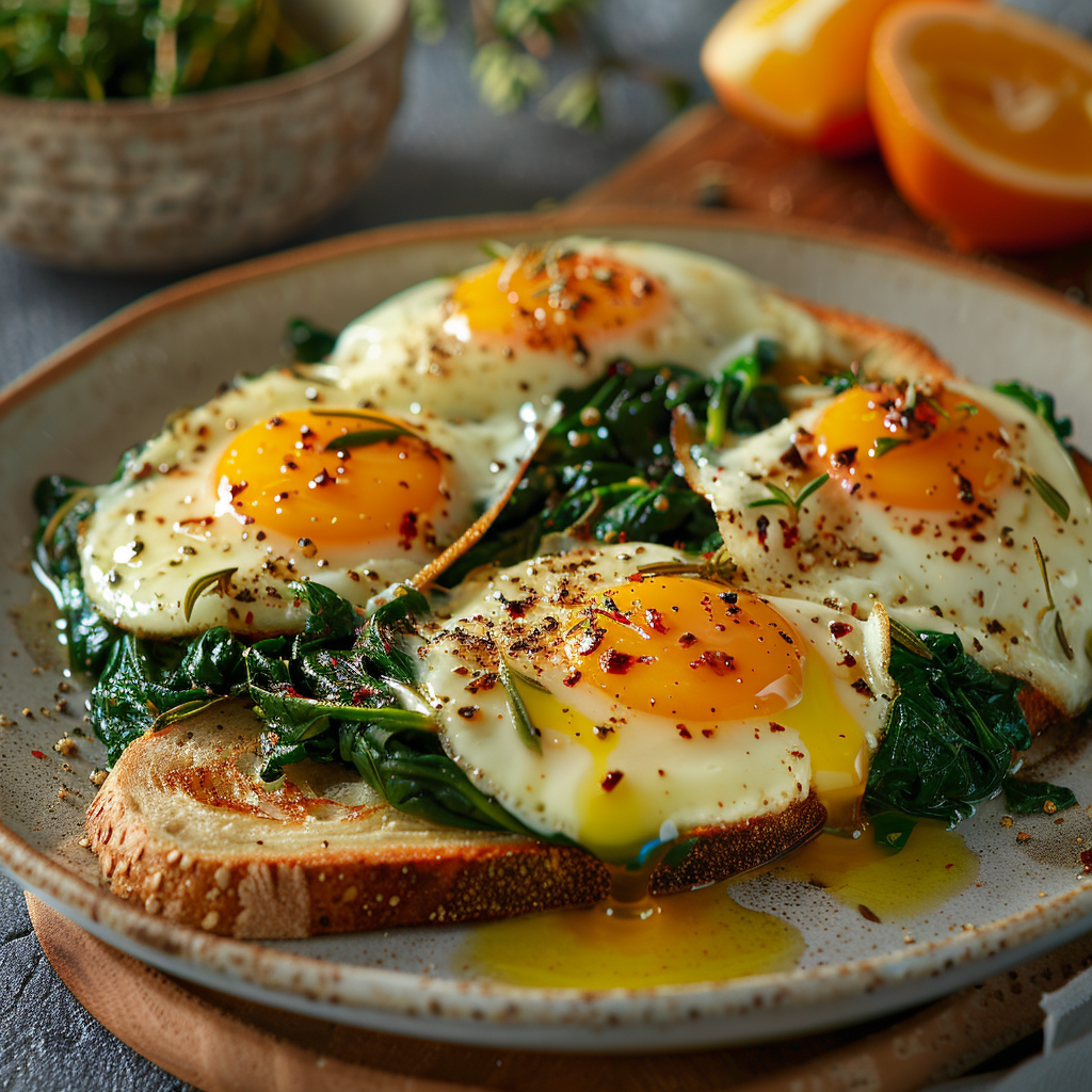 Eggs Florentine with Garlic Spinach: Irresistible Brunch Delight 4 Eggs Florentine with Garlic Spinach