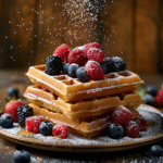 Honey Wheat Waffle Stack with Fresh Berries