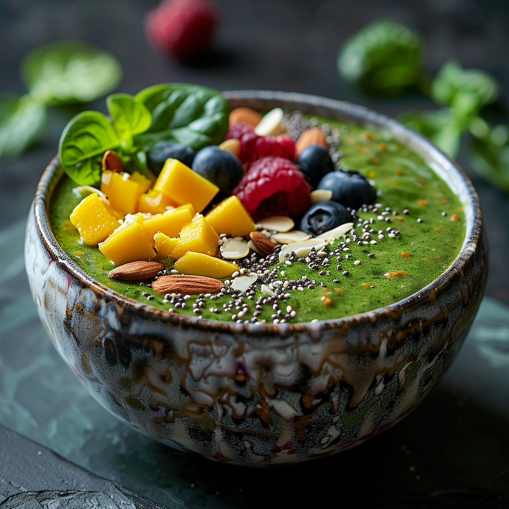Protein Smoothie Bowl with Spinach & Mango: Irresistibly Delicious! 3 Protein Smoothie Bowl with Spinach & Mango