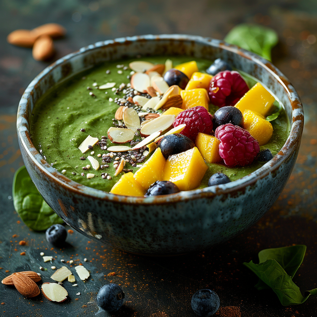 Protein Smoothie Bowl with Spinach & Mango: Irresistibly Delicious! 4 Protein Smoothie Bowl with Spinach & Mango