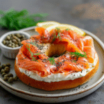 Smoked Salmon Bagel with Cream Cheese & Dill