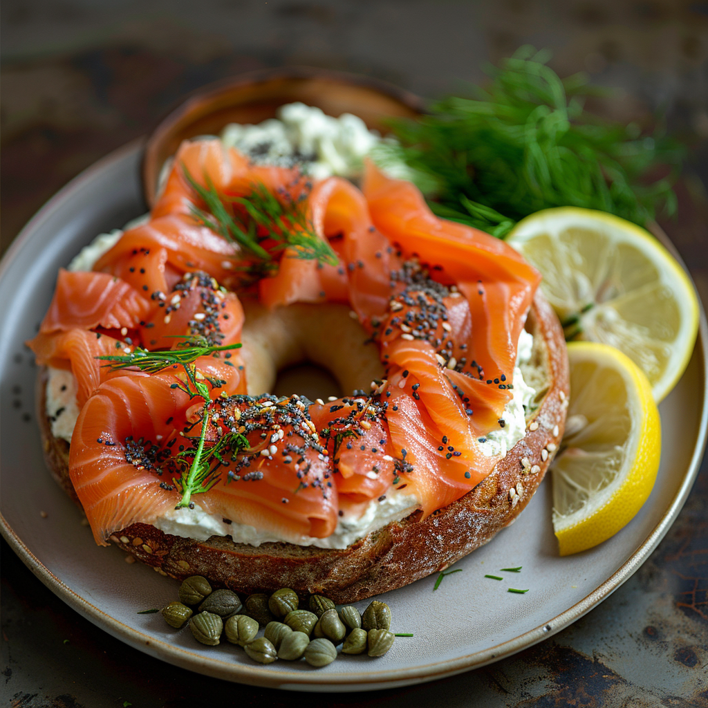Smoked Salmon Bagel with Cream Cheese & Dill: Irresistible Delight 3 Smoked Salmon Bagel with Cream Cheese & Dill