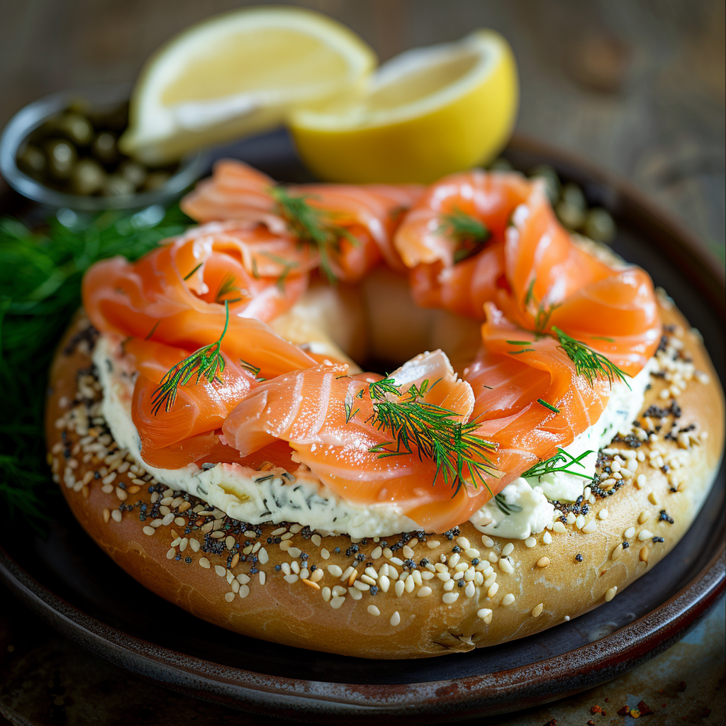 Smoked Salmon Bagel with Cream Cheese & Dill: Irresistible Delight 4 Smoked Salmon Bagel with Cream Cheese & Dill
