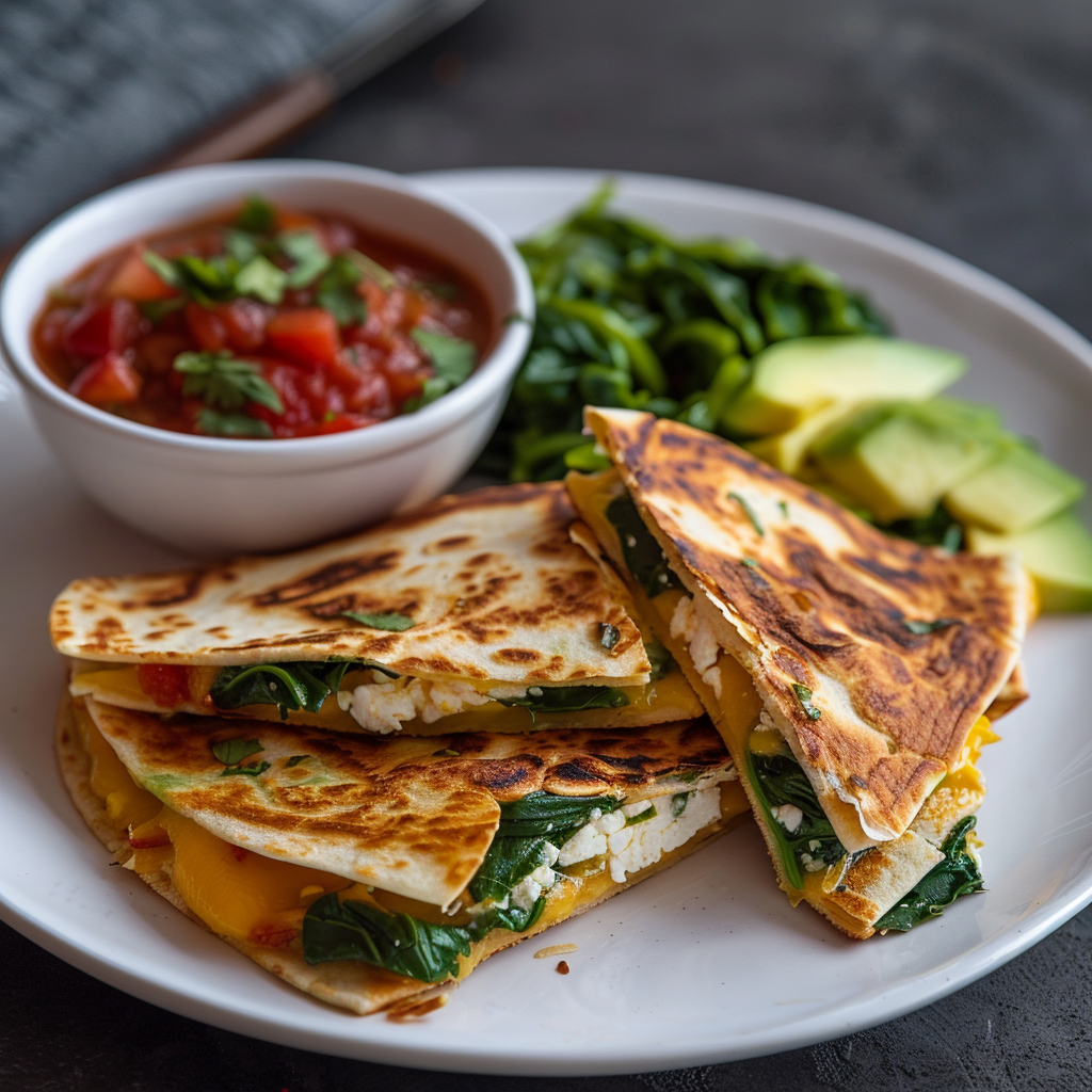 Spinach & Feta Breakfast Quesadilla