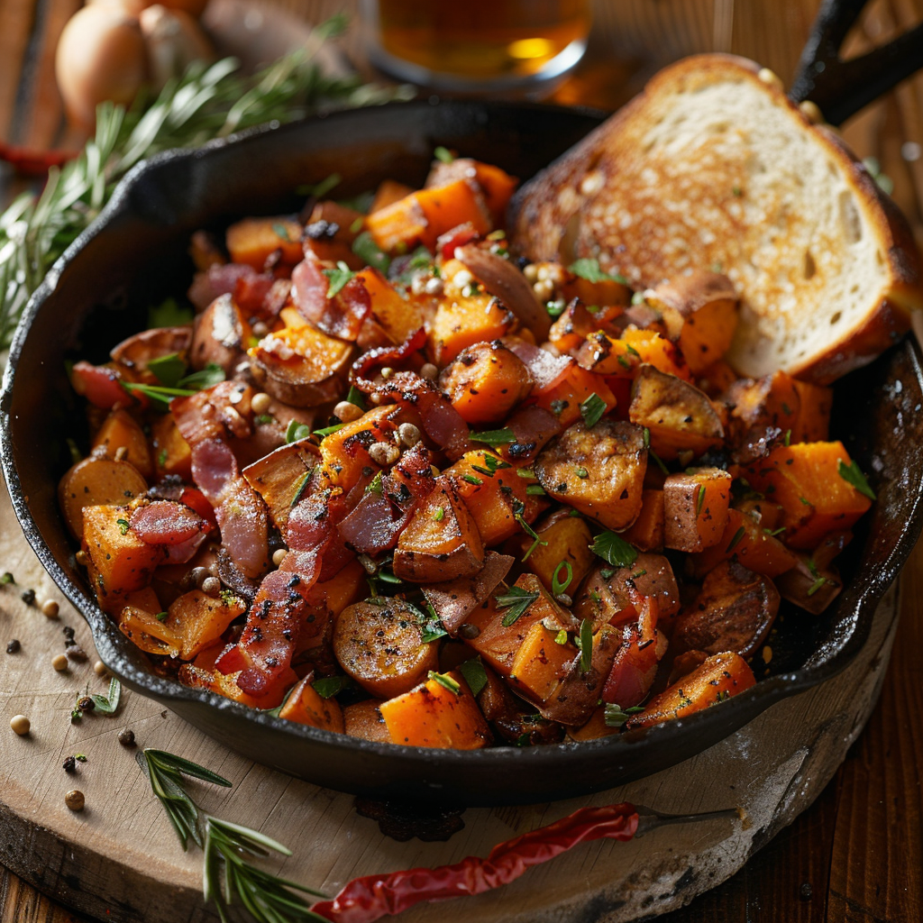 Sweet Potato Breakfast Hash with Turkey Bacon