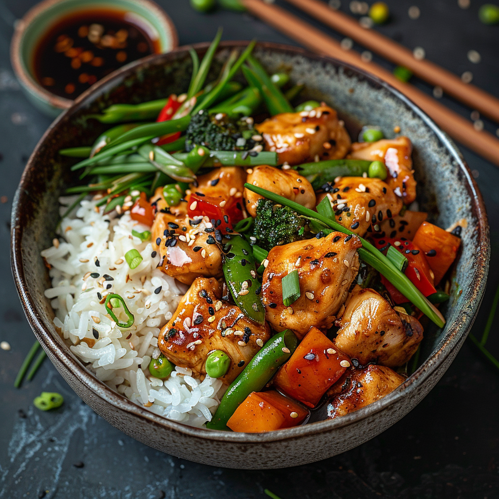 Asian Sesame Chicken & Veggie Bowl: Deliciously Healthy Meal Idea 2 Asian Sesame Chicken & Veggie Bowl