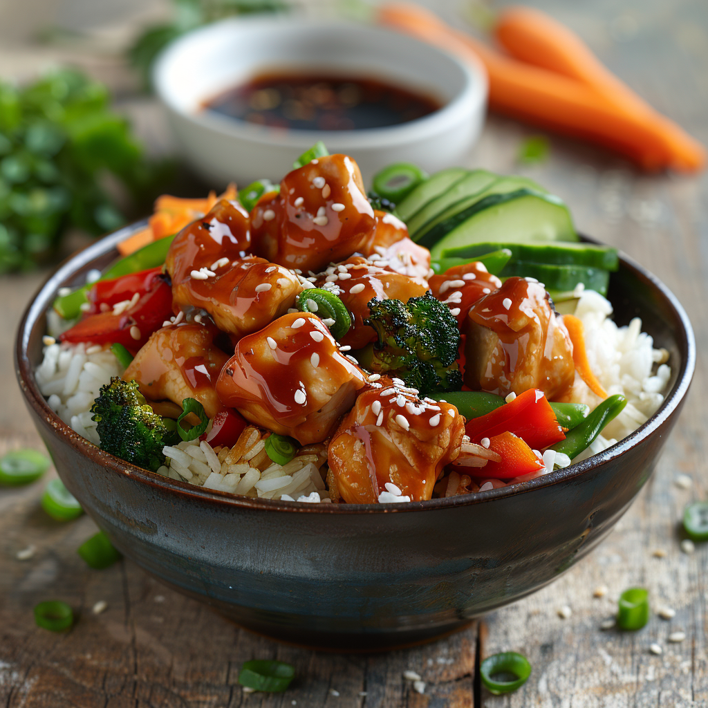 Asian Sesame Chicken & Veggie Bowl: Deliciously Healthy Meal Idea 3 Asian Sesame Chicken & Veggie Bowl