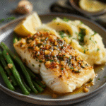 Baked Cod with Garlic & Green Beans