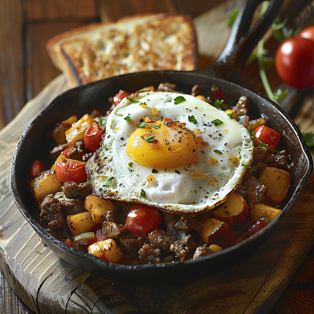 Beef & Vegetable Breakfast Hash with Egg: Irresistibly Delicious Morning Delight 2 Beef & Vegetable Breakfast Hash with Egg
