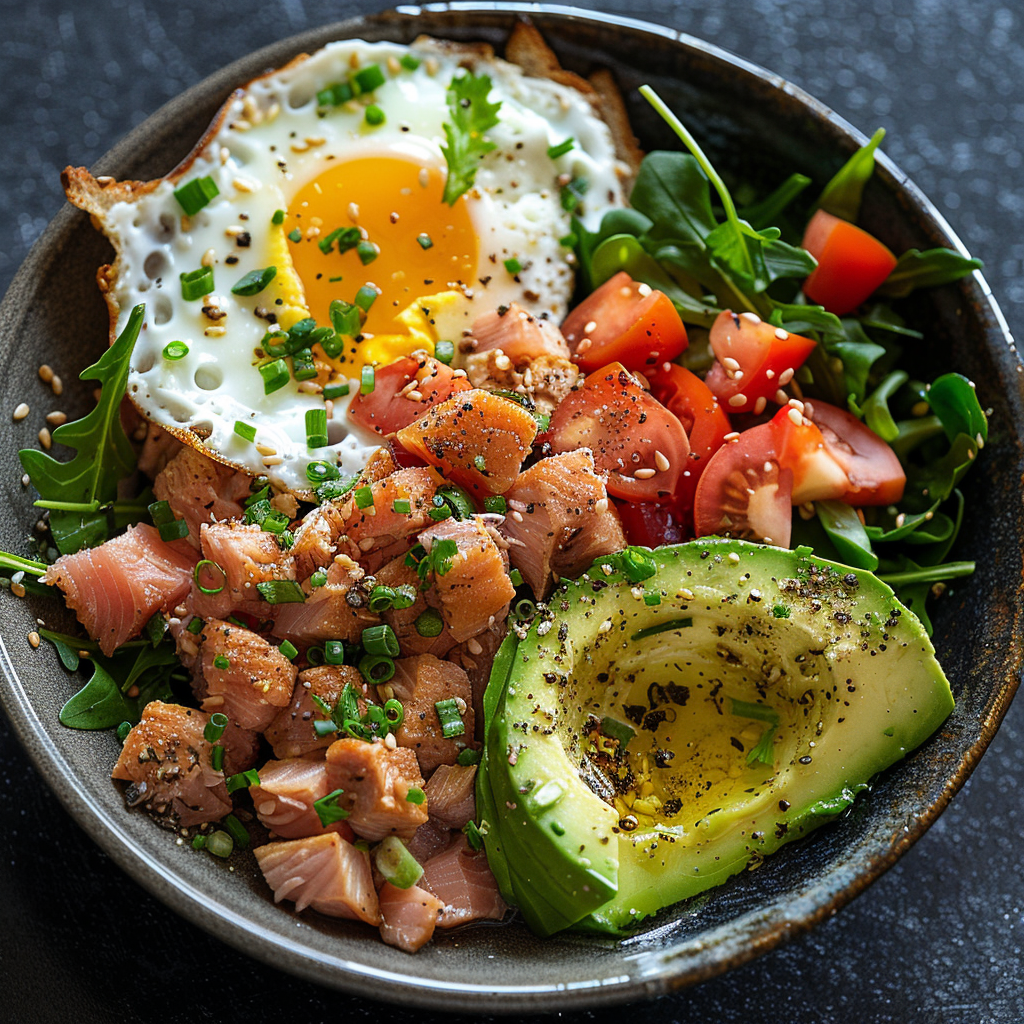 Breakfast Bowl with Tuna, Avocado & Egg