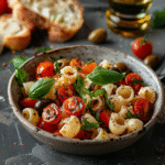 Caprese Pasta Salad with Cherry Tomatoes & Basil