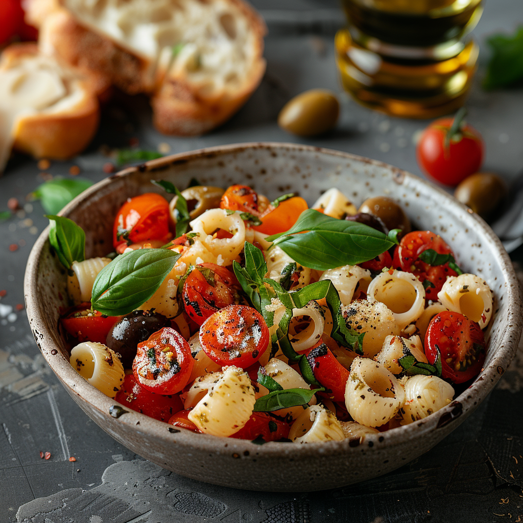 Caprese Pasta Salad with Cherry Tomatoes & Basil