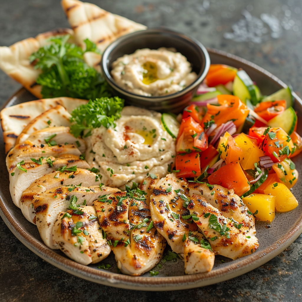 Chicken & Hummus Veggie Plate