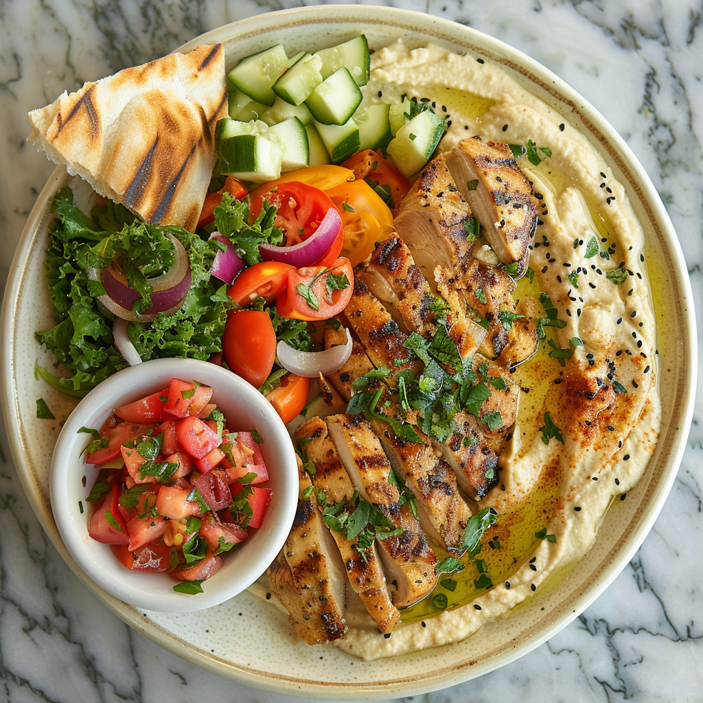 Chicken & Hummus Veggie Plate