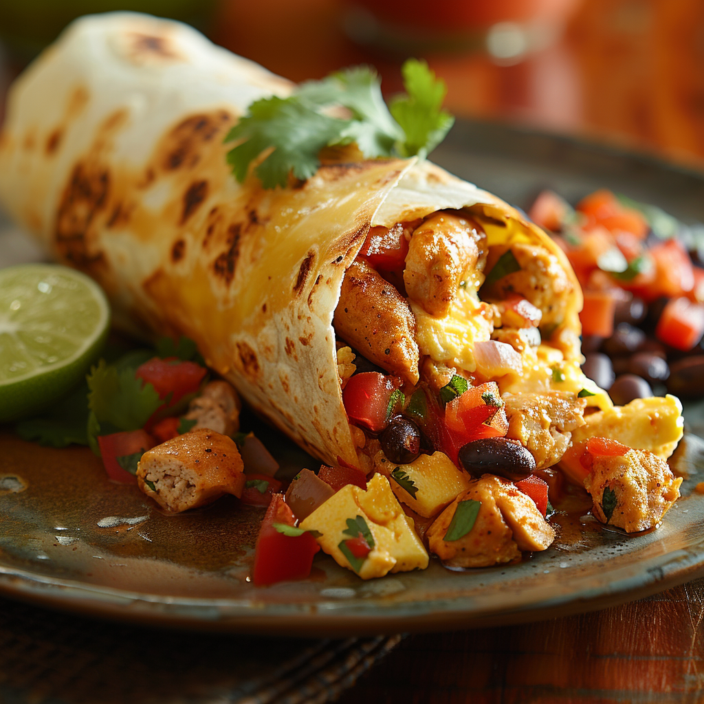 Chicken Sausage Breakfast Burrito (High Protein)