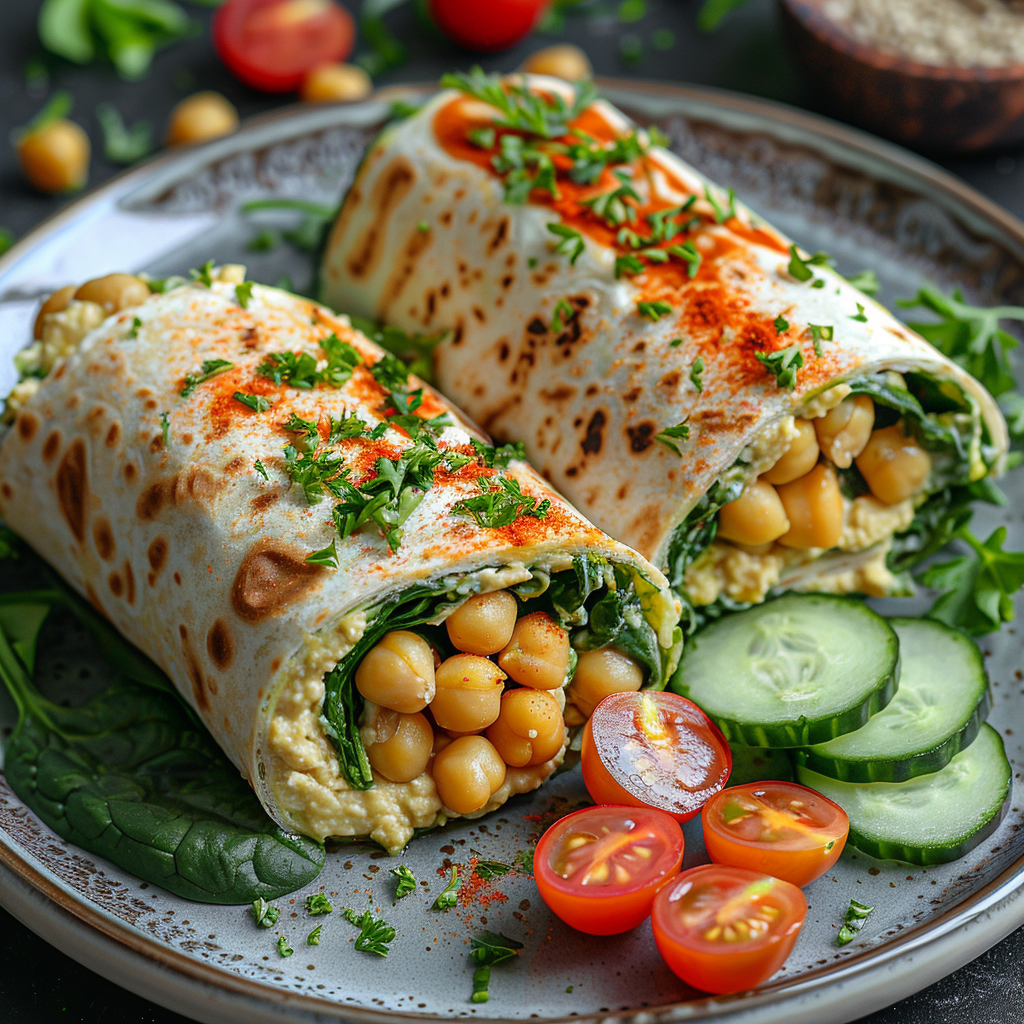 Chickpea & Spinach Wrap with Hummus: Deliciously Healthy Recipe 5 Chickpea & Spinach Wrap with Hummus