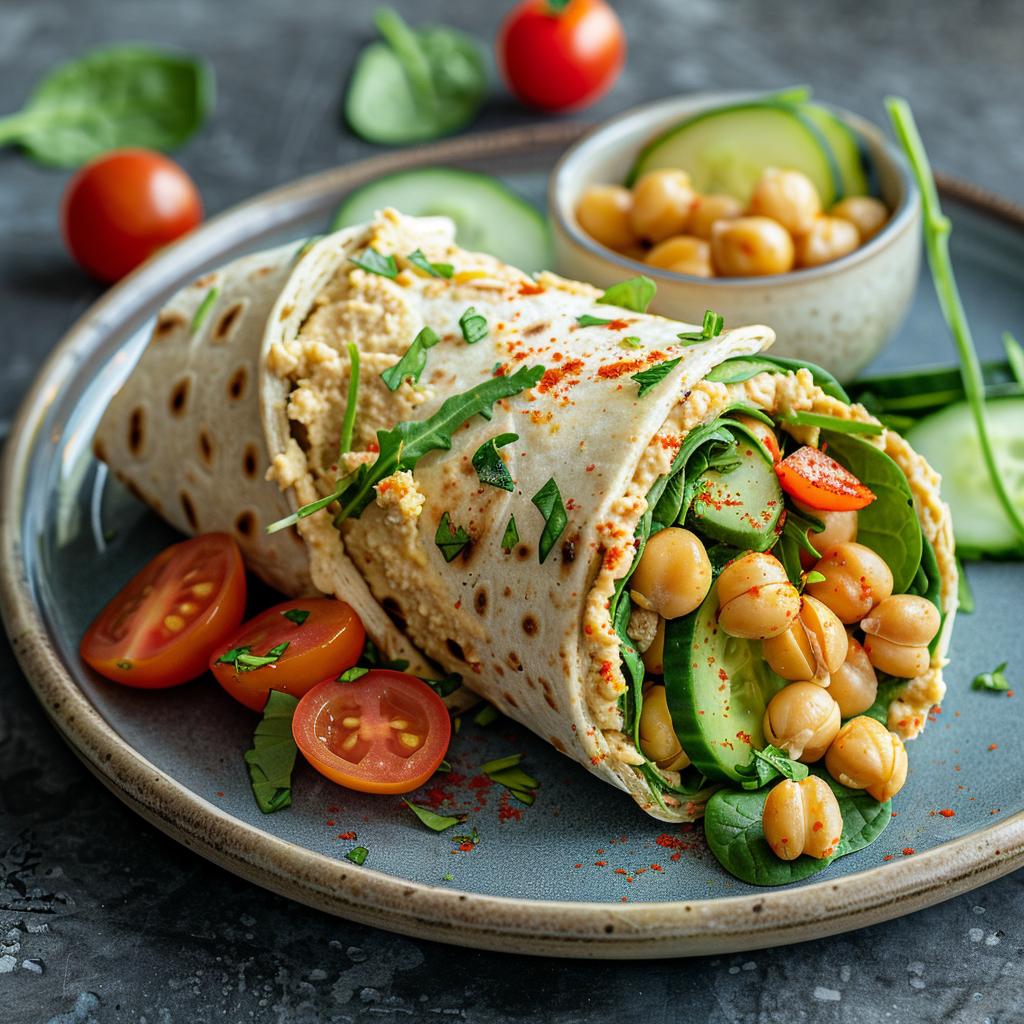 Chickpea & Spinach Wrap with Hummus: Deliciously Healthy Recipe 2 Chickpea & Spinach Wrap with Hummus