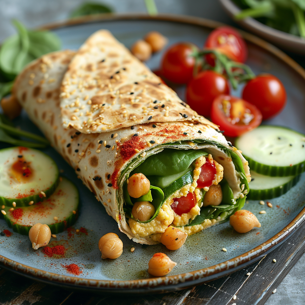 Chickpea & Spinach Wrap with Hummus: Deliciously Healthy Recipe 3 Chickpea & Spinach Wrap with Hummus