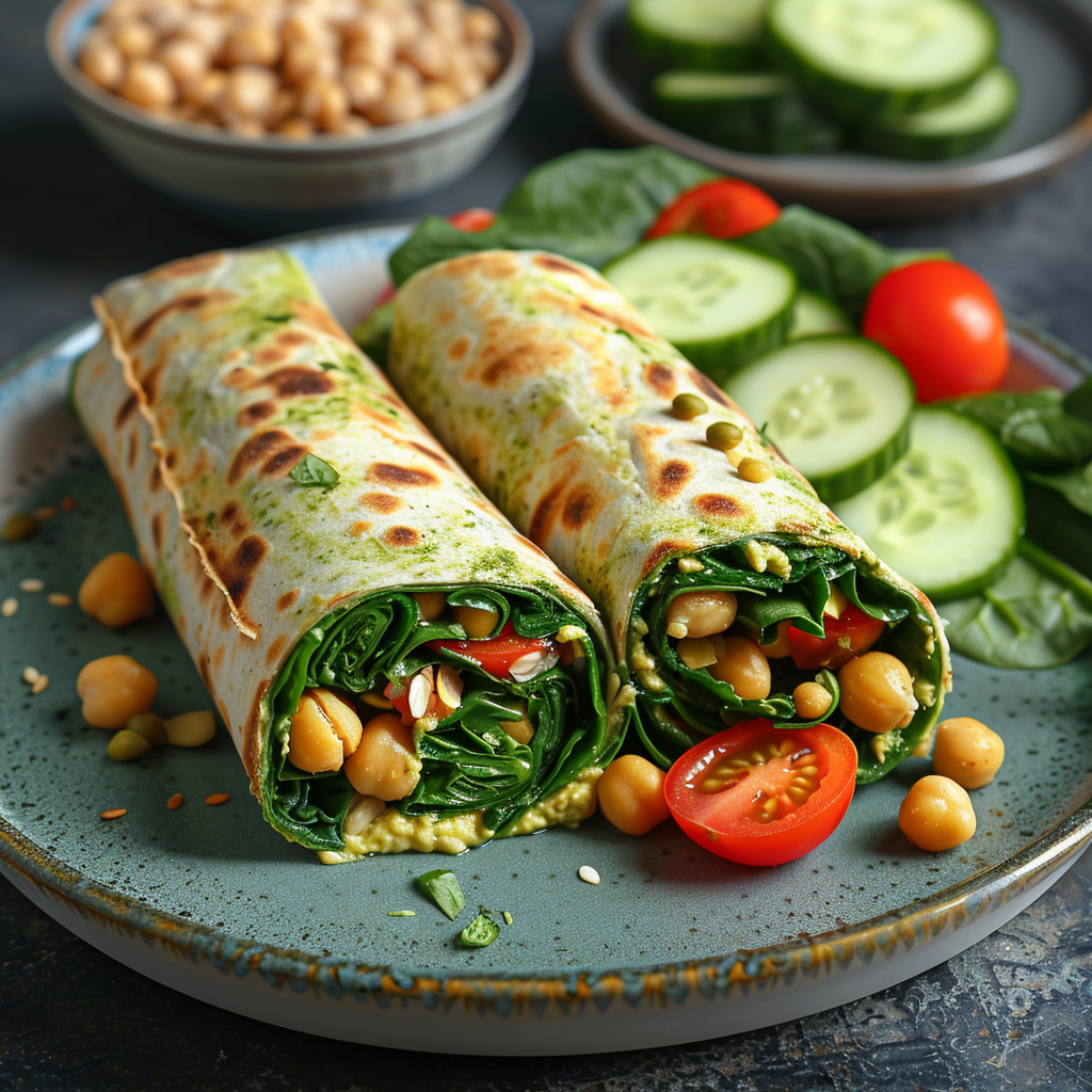 Chickpea & Spinach Wrap with Hummus: Deliciously Healthy Recipe 4 Chickpea & Spinach Wrap with Hummus