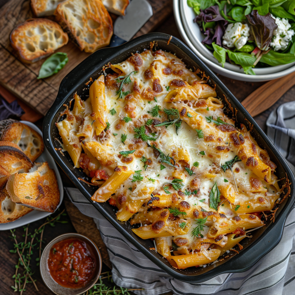 Classic Baked Ziti with Mozzarella & Basil