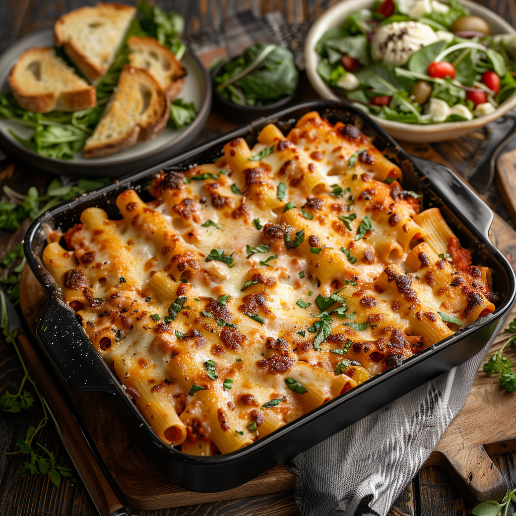 Classic Baked Ziti with Mozzarella & Basil: Irresistibly Cheesy Delight 2 Classic Baked Ziti with Mozzarella & Basil