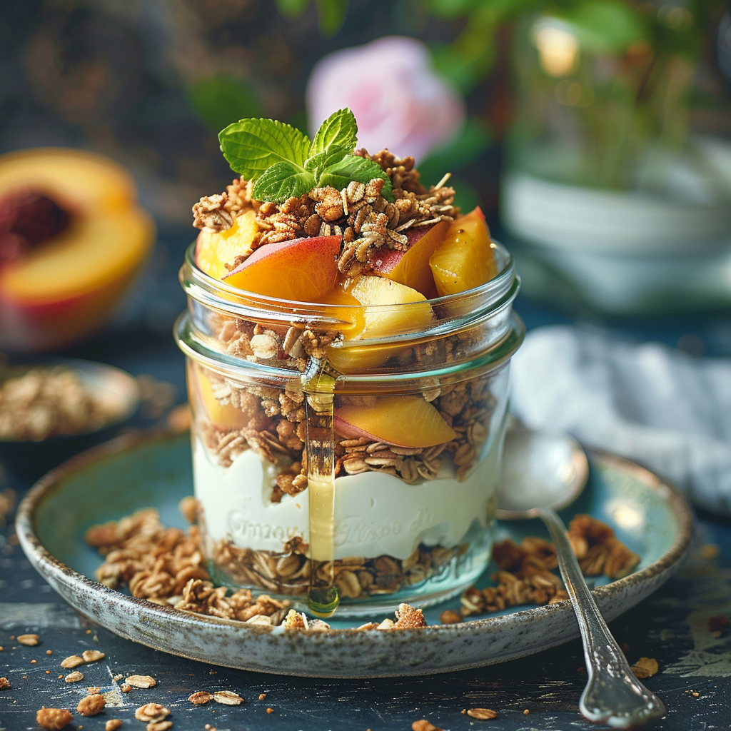 Cottage Cheese & Peach Breakfast Parfait