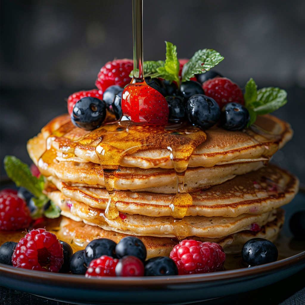 Cottage Cheese Protein Pancakes with Berries