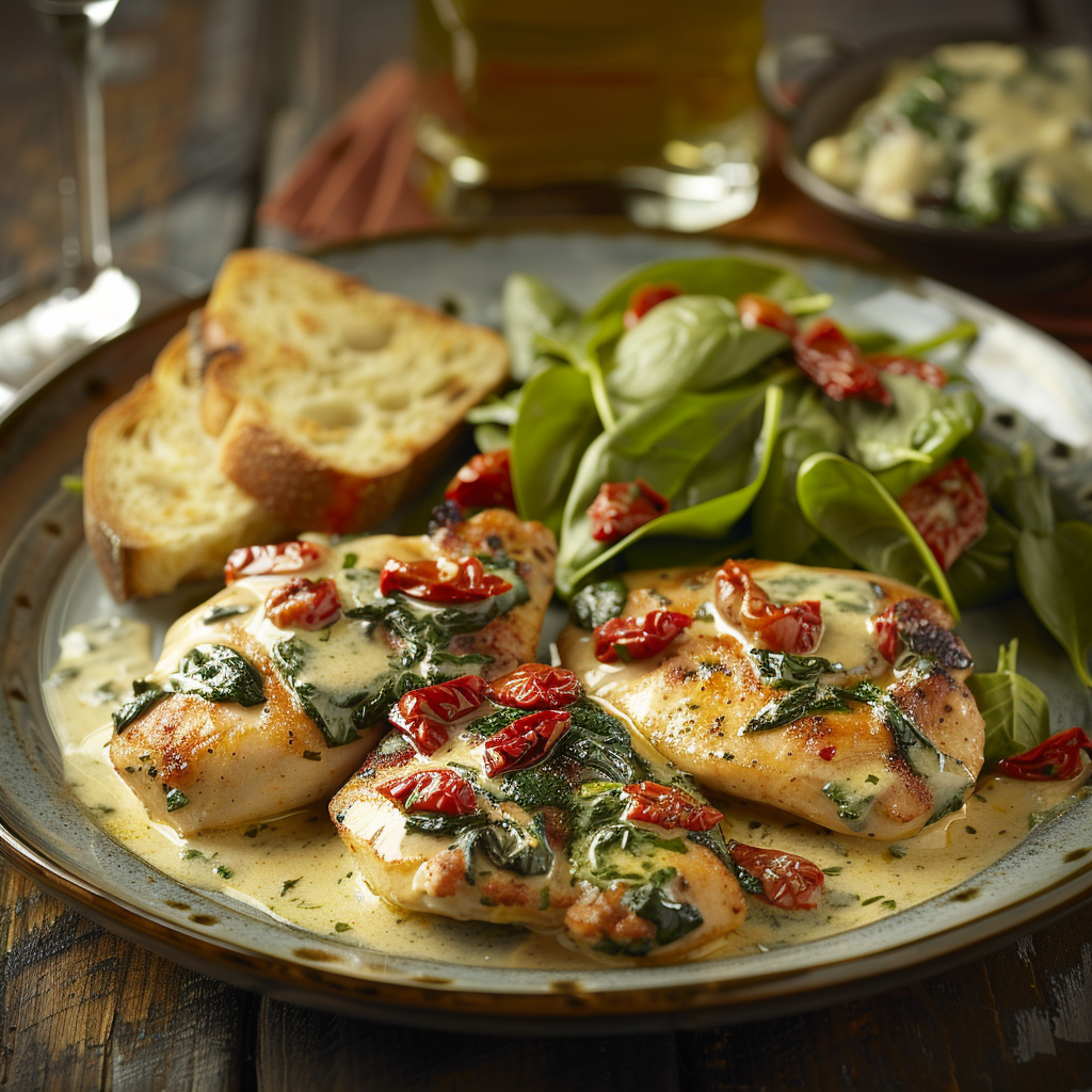 Creamy Tuscan Chicken with Spinach & Sun-Dried Tomatoes