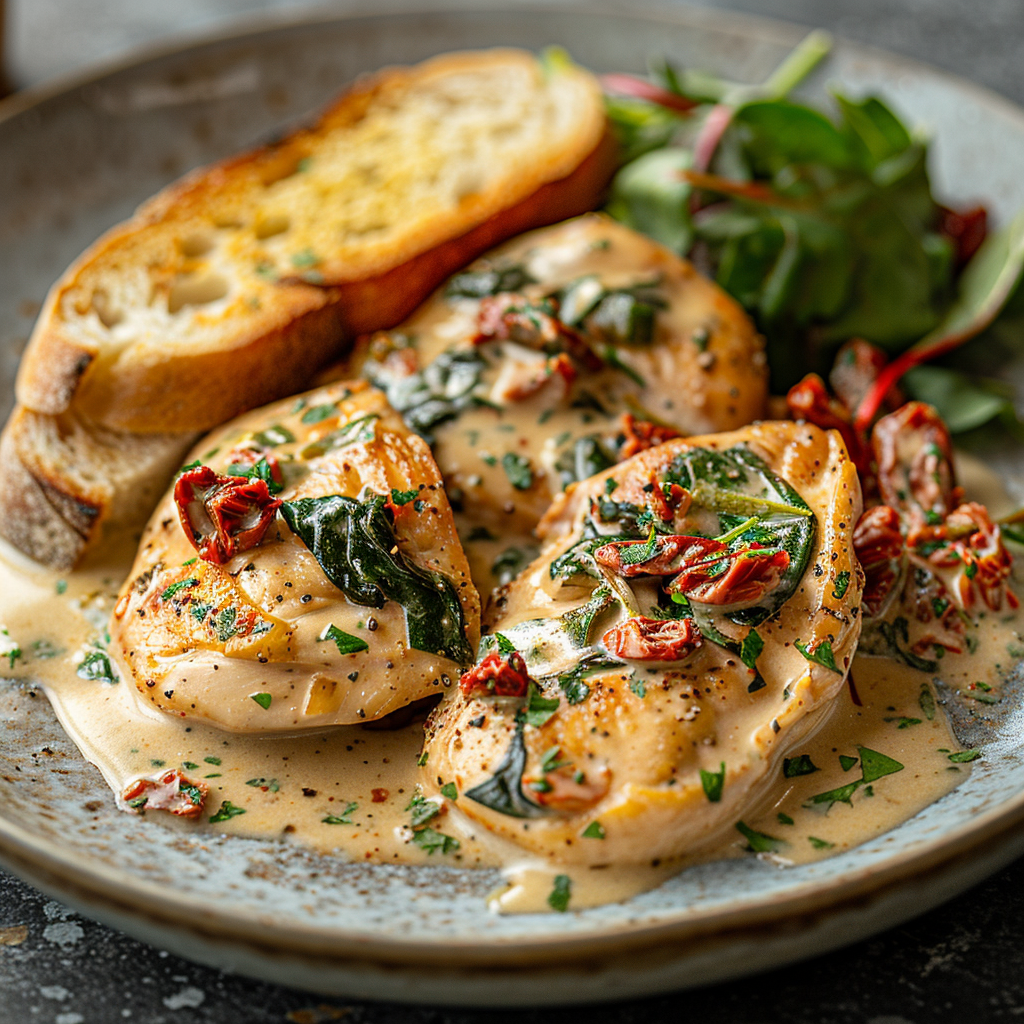Creamy Tuscan Chicken with Spinach & Sun-Dried Tomatoes: Irresistibly Delicious! 2 Creamy Tuscan Chicken with Spinach & Sun-Dried Tomatoes