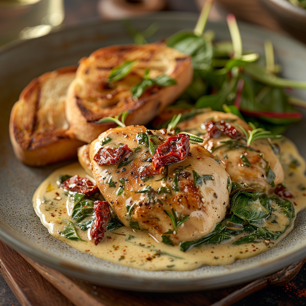 Creamy Tuscan Chicken with Spinach & Sun-Dried Tomatoes
