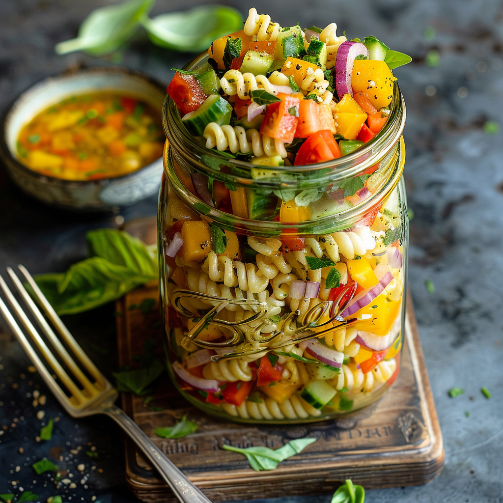 Grab-and-Go Mason Jar Pasta Salad: Quick & Delicious Lunch Idea 2 Grab-and-Go Mason Jar Pasta Salad