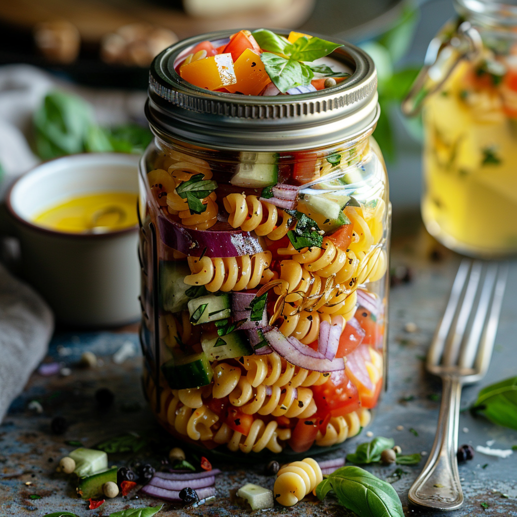 Grab-and-Go Mason Jar Pasta Salad