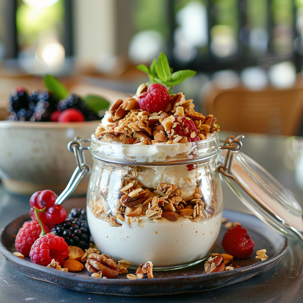Greek Yogurt Cottage Cheese Parfait with Nuts