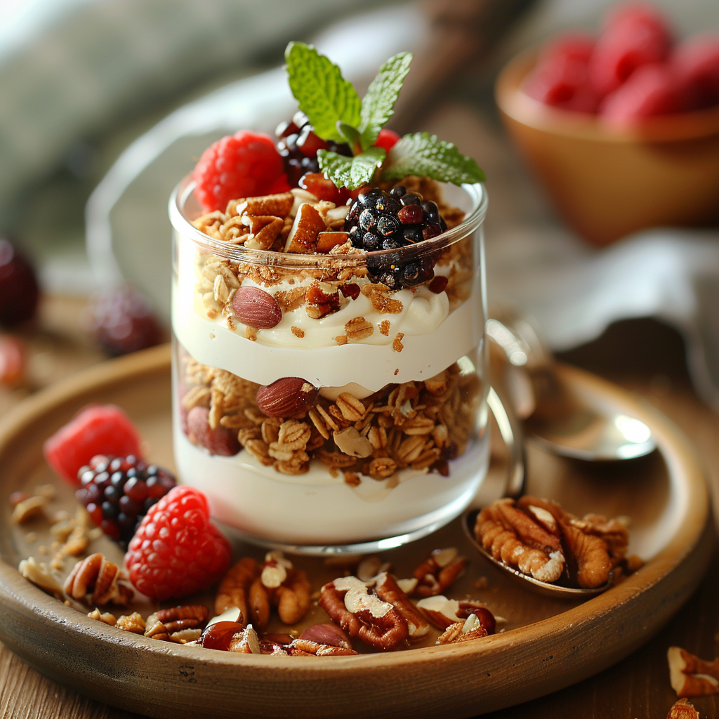 Greek Yogurt Cottage Cheese Parfait with Nuts