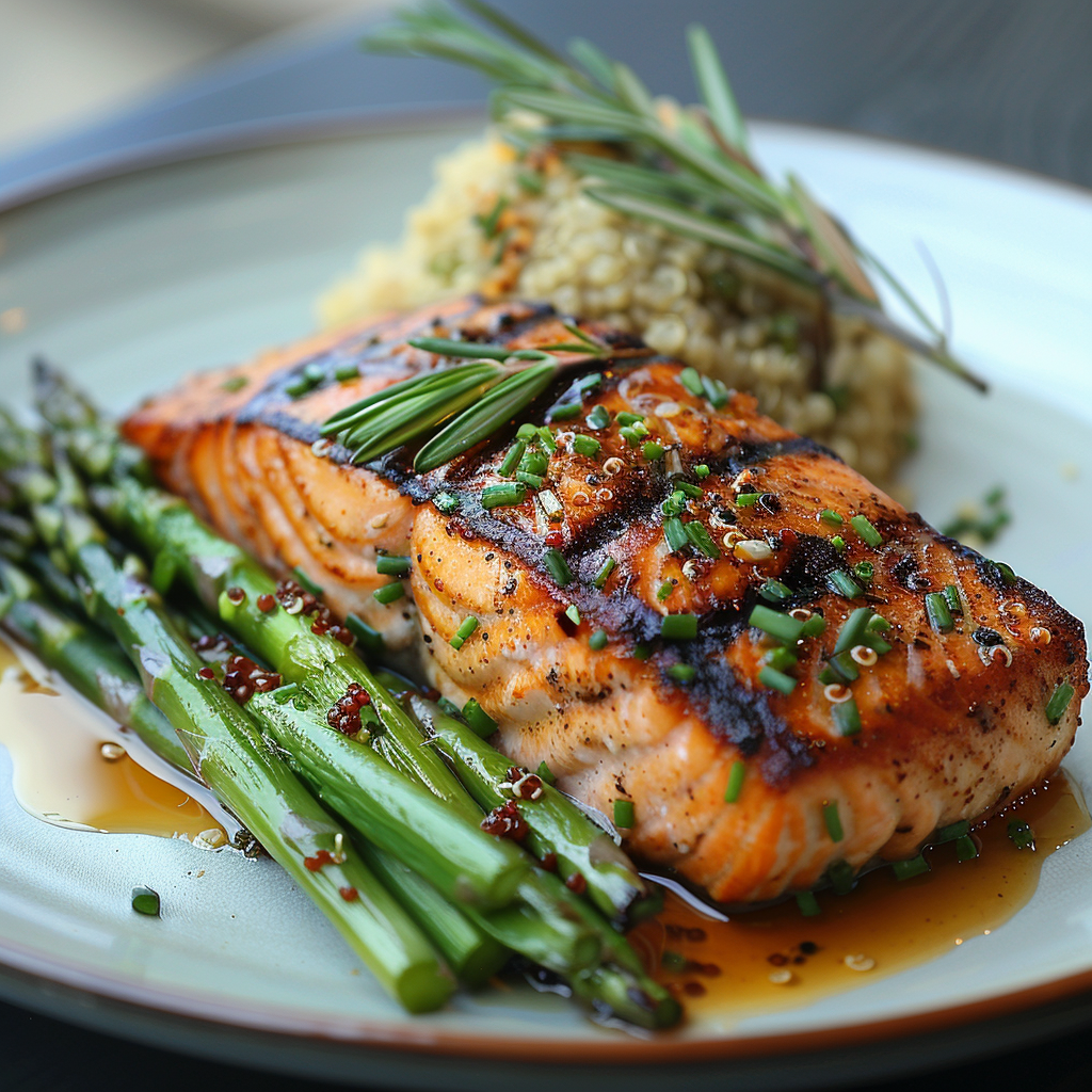 Grilled Salmon & Asparagus Plate with Quinoa