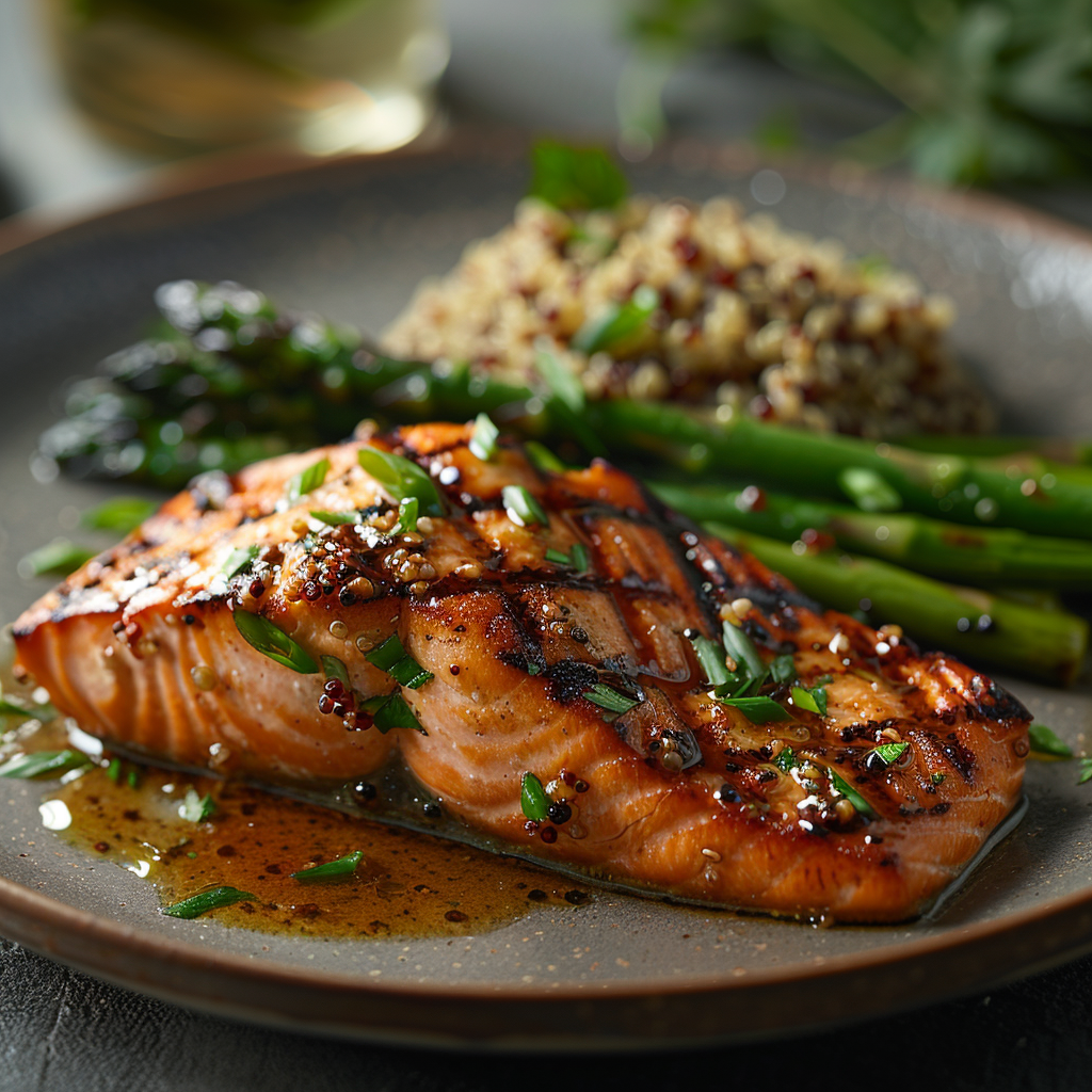 Grilled Salmon & Asparagus Plate with Quinoa: Healthy & Delicious Meal Idea 2 Grilled Salmon & Asparagus Plate with Quinoa